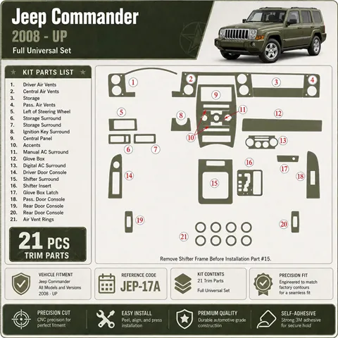 Jeep Commander 2008-heute 3D Cockpit Dekor Interieurleisten Set Full Set / as shown in product diagram-teilig