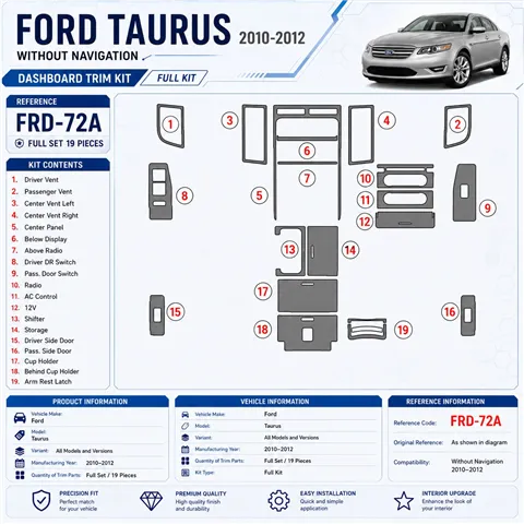 Ford Taurus 2010-heute 3D Cockpit Dekor Interieurleisten Set As shown in product diagram-teilig