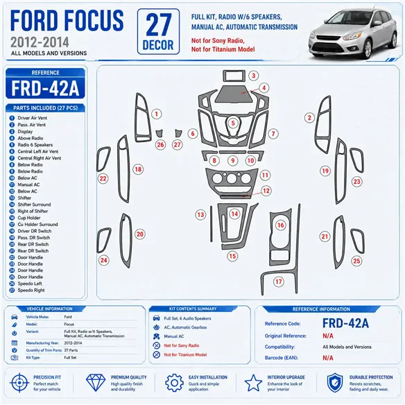 Ford Focus 2012-heute 3D Cockpit Dekor Interieurleisten Set Full Set / as shown in product diagram-teilig