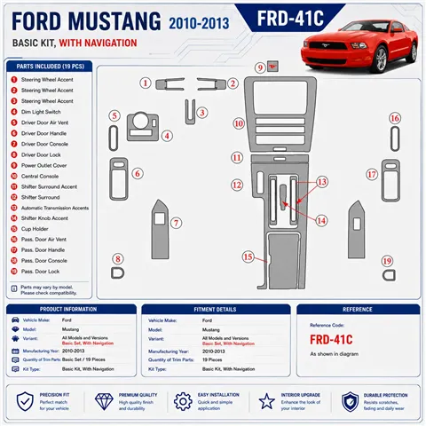 Ford Mustang 2010-heute 3D Cockpit Dekor Interieurleisten Set Basic Set / as shown in product diagram-teilig
