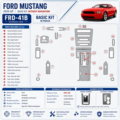 Ford Mustang 2010-heute 3D Cockpit Dekor Interieurleisten Set Basic Set / as shown in product diagram-teilig