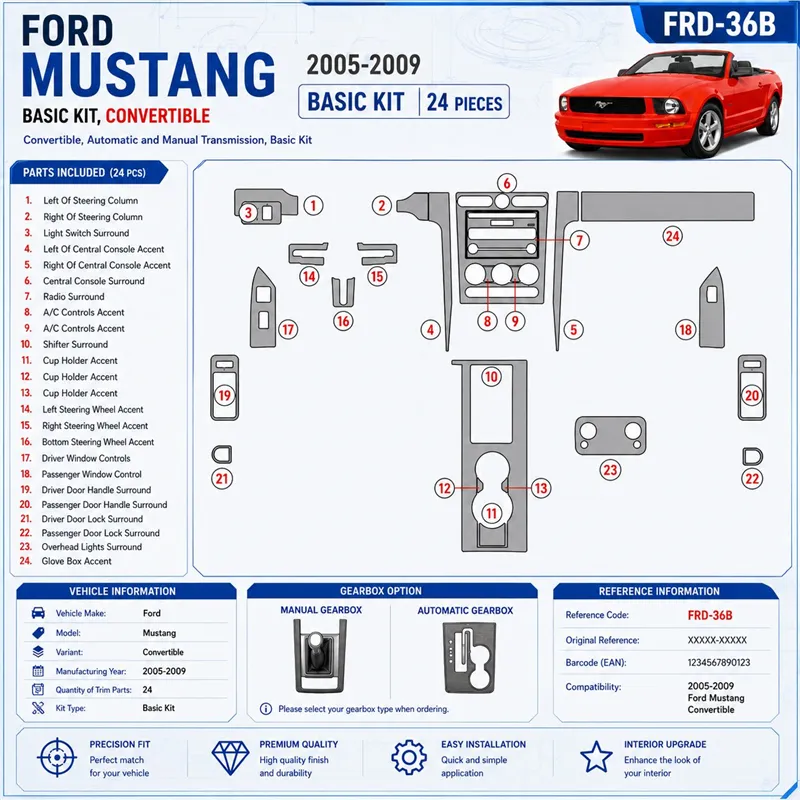 Ford Mustang 2005-2009 3D Cockpit Dekor Interieurleisten Set Basic Set / as shown in product diagram-teilig