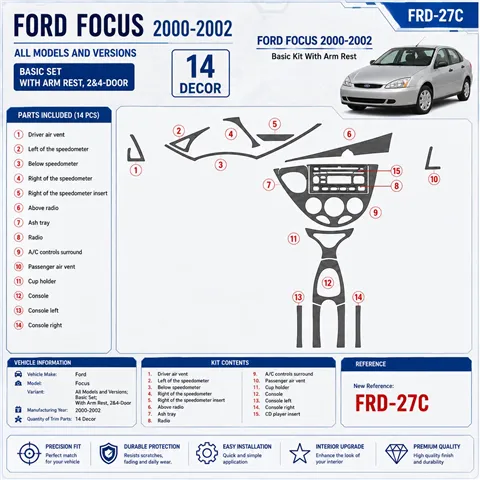 Ford Focus 2000-2002 3D Cockpit Dekor Interieurleisten Set 14-teilig