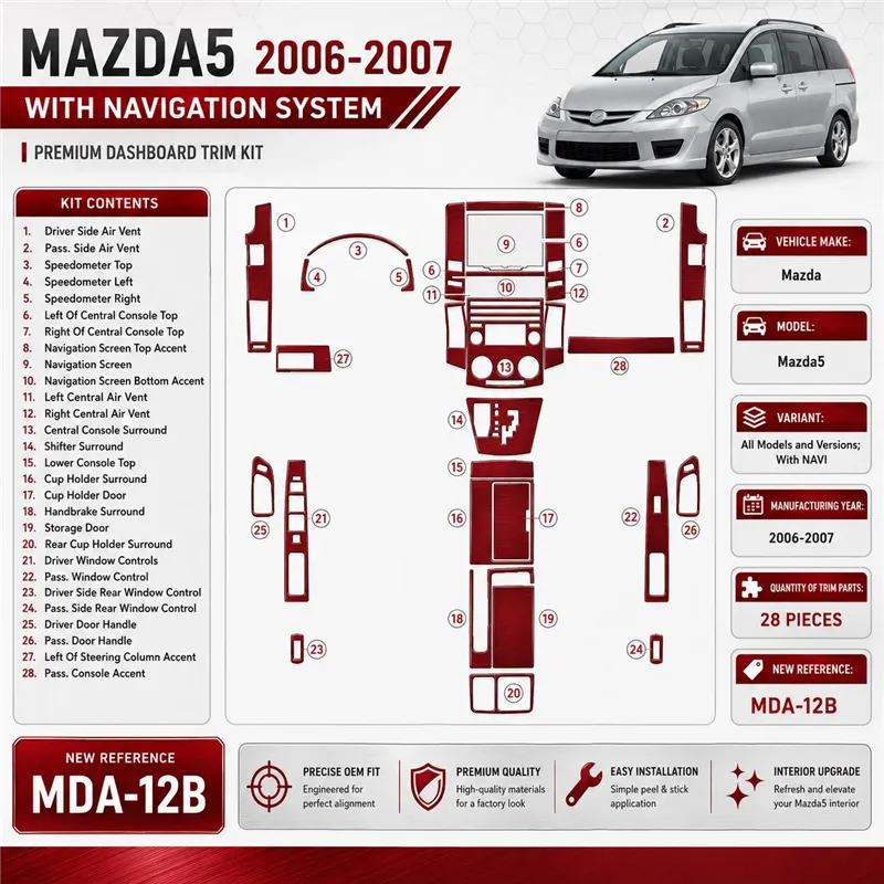 Mazda Mazda5 2006-2007 3D Cockpit Dekor Interieurleisten Set As shown in product diagram-teilig