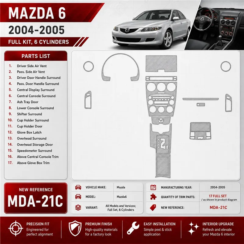 Mazda Mazda6 2004-2005 3D Cockpit Dekor Interieurleisten Set Full Set / as shown in product diagram-teilig