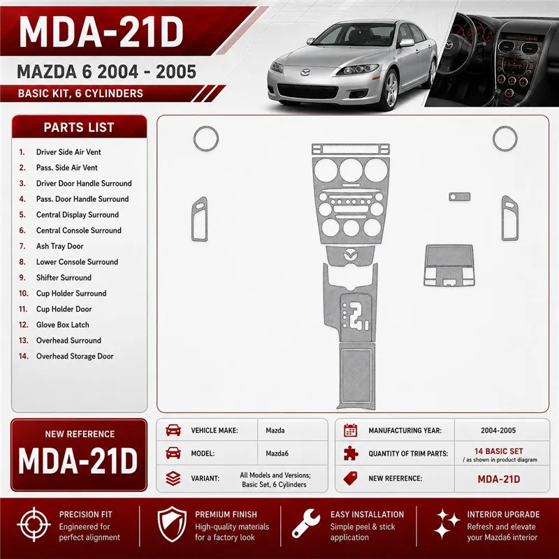 Mazda Mazda6 2004-2005 3D Cockpit Dekor Interieurleisten Set Basic Set / as shown in product diagram-teilig