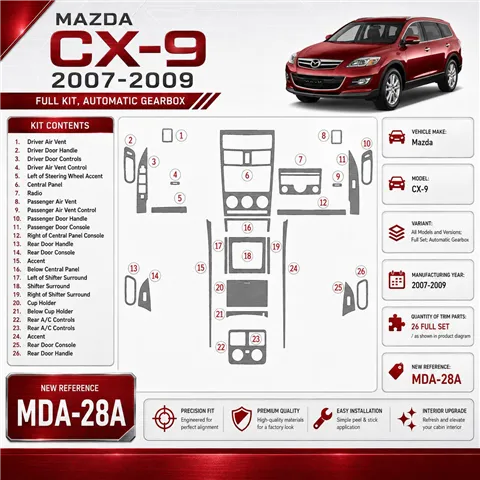 Mazda CX9 2007-2009 3D Cockpit Dekor Interieurleisten Set Full Set / as shown in product diagram-teilig