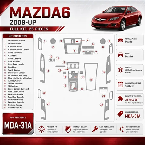 Mazda Mazda6 2009-heute 3D Cockpit Dekor Interieurleisten Set Full Set / as shown in product diagram-teilig