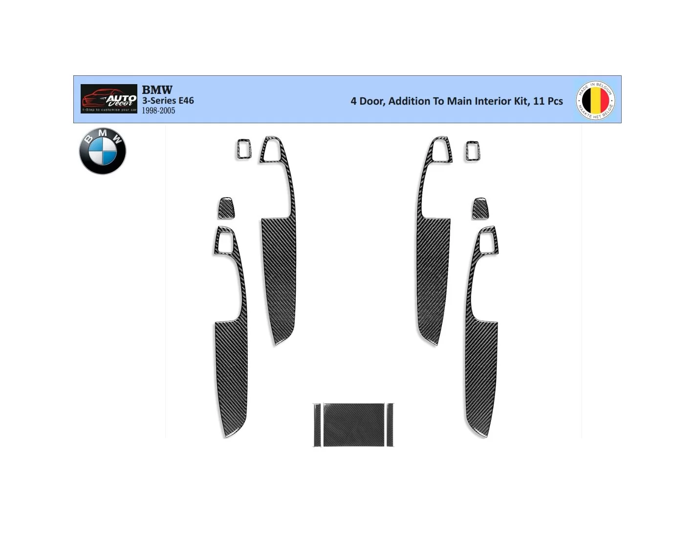 BMW 3 Series E46 98-12.04 Mittelkonsole Armaturendekor Cockpit Dekor 11-Teilige - 1- Cockpit Dekor Innenraum