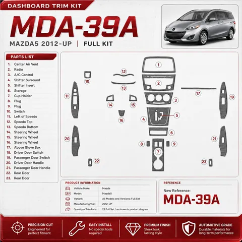 Mazda Mazda5 2012-heute 3D Cockpit Dekor Interieurleisten Set Full Set / as shown in product diagram-teilig