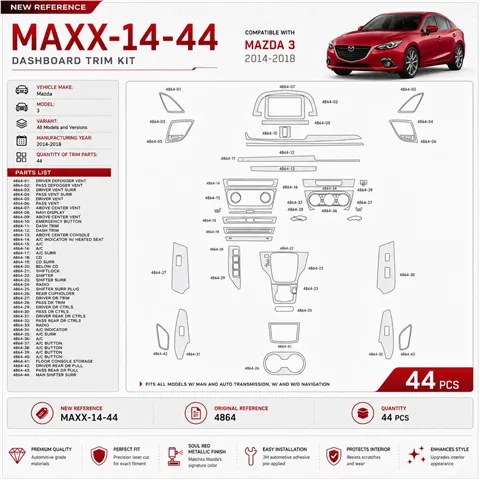 Mazda 3 2014-2018 3D Cockpit Dekor Interieurleisten Set 44-teilig