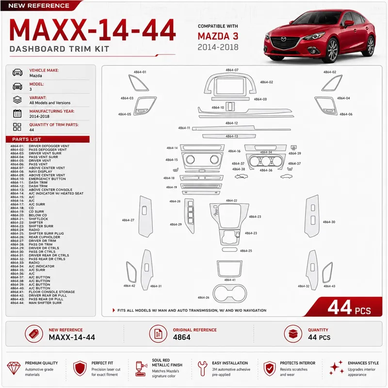Mazda 3 2014-2018 3D Cockpit Dekor Interieurleisten Set 44-teilig