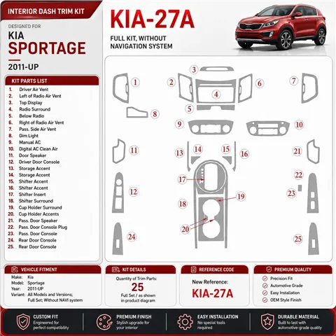 Kia Sportage 2011-heute 3D Cockpit Dekor Interieurleisten Set Full Set / as shown in product diagram-teilig