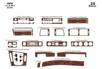 BMW 3er E46 04.98-12.04 3M 3D Innenverkleidung Dashboard Trim Kit Dash Trim Dekor 25-teilig BMW 3er E46 04.98-12.04 3M 3D Innenverkleidung Dashboard Trim Kit Dash Trim Dekor 25-teilig