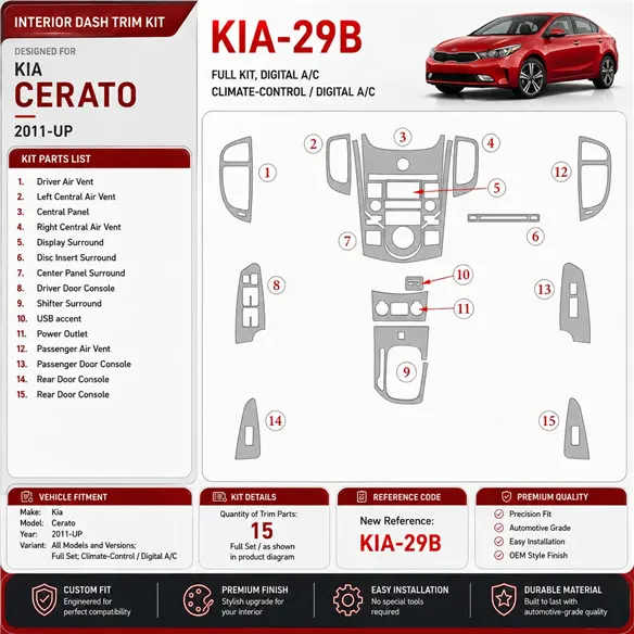 Kia Cerato 2011-heute 3D Cockpit Dekor Interieurleisten Set Full Set / as shown in product diagram-teilig