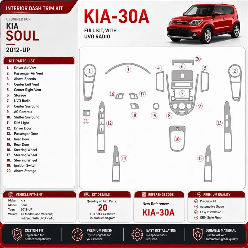 Kia Soul 2012-heute 3D Cockpit Dekor Interieurleisten Set Full Set / as shown in product diagram-teilig