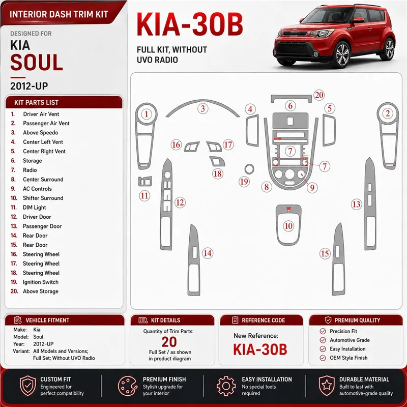 Kia Soul 2012-heute 3D Cockpit Dekor Interieurleisten Set Full Set / as shown in product diagram-teilig