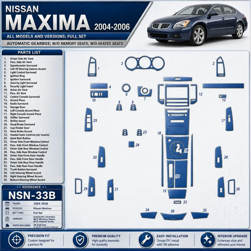Nissan Maxima 2004-2006 3D Cockpit Dekor Interieurleisten Set Full Set / as shown in product diagram-teilig