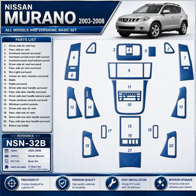 Nissan Murano 2003-2008 3D Cockpit Dekor Interieurleisten Set Basic Set / as shown in product diagram-teilig