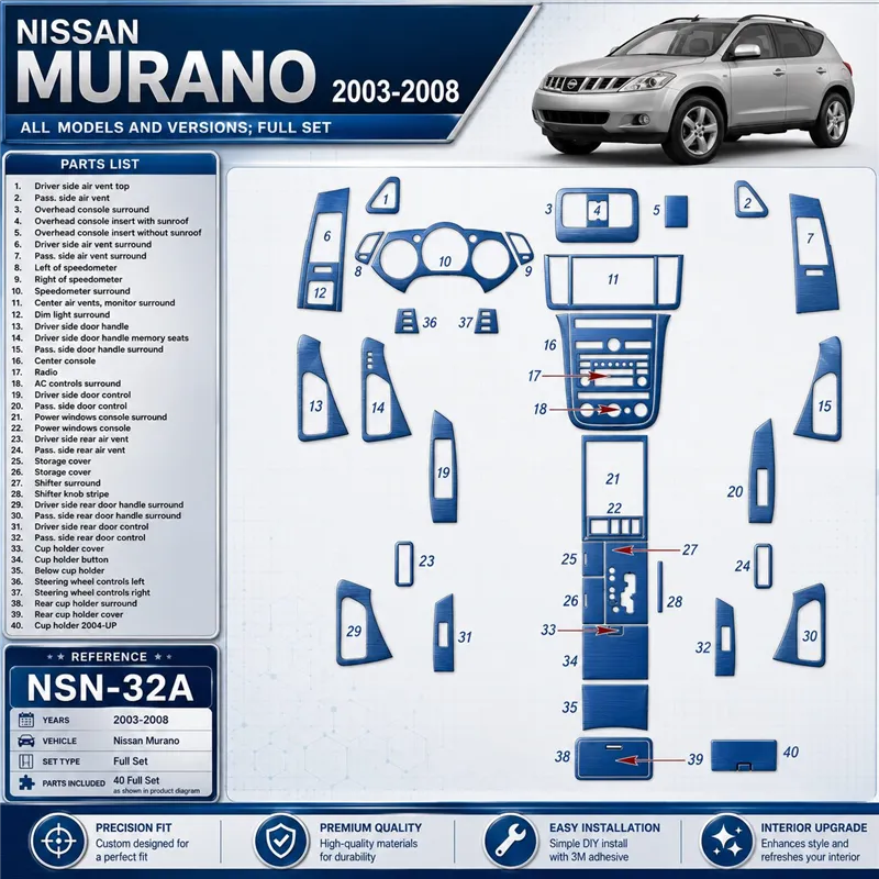 Nissan Murano 2003-2008 3D Cockpit Dekor Interieurleisten Set Full Set / as shown in product diagram-teilig