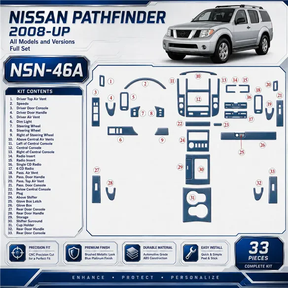 Nissan Pathfinder 2008-heute 3D Cockpit Dekor Interieurleisten Set Full Set / as shown in product diagram-teilig