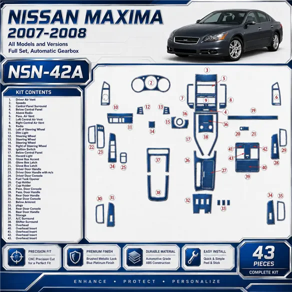 Nissan Maxima 2007-2008 3D Cockpit Dekor Interieurleisten Set Full Set / as shown in product diagram-teilig