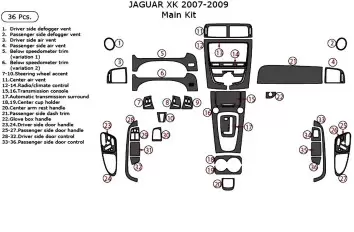 Jaguar XK 2007-2009 Voll Satz innenausstattung armaturendekor cockpit dekor36 Teilige - 2- Cockpit Dekor Innenraum