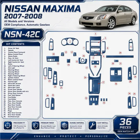 Nissan Maxima 2007-2008 3D Cockpit Dekor Interieurleisten Set As shown in product diagram-teilig