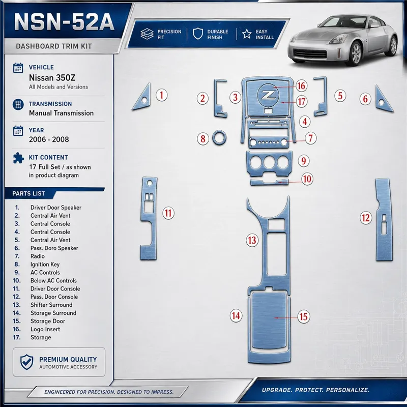 Nissan Z350 2006-2008 3D Cockpit Dekor Interieurleisten Set Full Set / as shown in product diagram-teilig