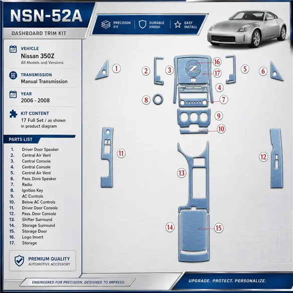 Nissan Z350 2006-2008 3D Cockpit Dekor Interieurleisten Set Full Set / as shown in product diagram-teilig