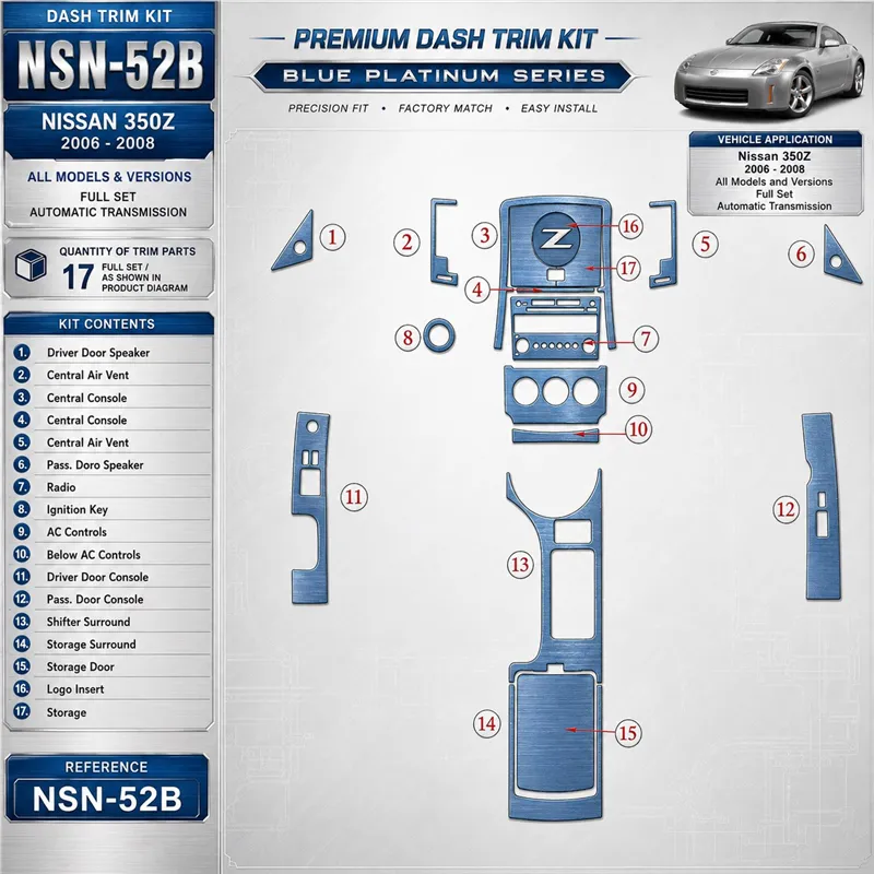 Nissan Z350 2006-2008 3D Cockpit Dekor Interieurleisten Set Full Set / as shown in product diagram-teilig