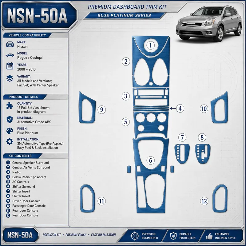 Nissan Rogue 2008-2010 3D Cockpit Dekor Interieurleisten Set Full Set / as shown in product diagram-teilig