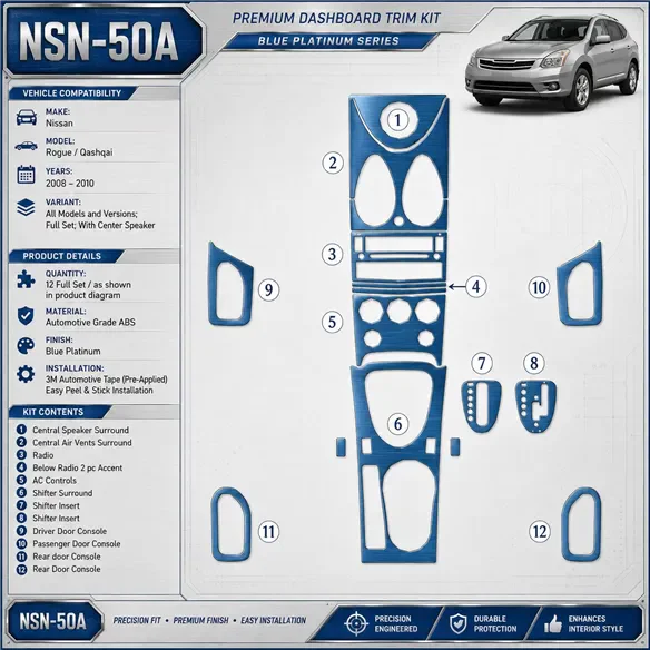 Nissan Rogue 2008-2010 3D Cockpit Dekor Interieurleisten Set Full Set / as shown in product diagram-teilig