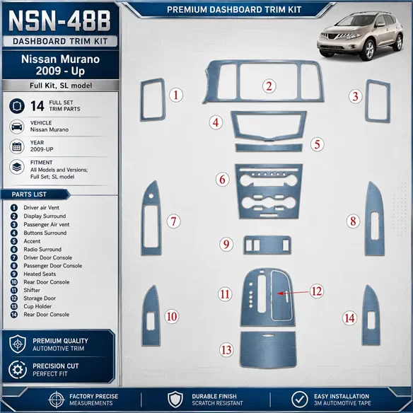 Nissan Murano 2009-heute 3D Cockpit Dekor Interieurleisten Set Full Set / as shown in product diagram-teilig