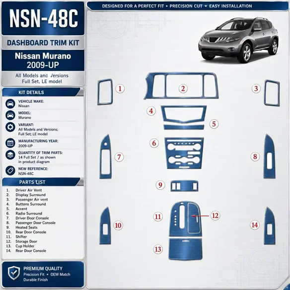 Nissan Murano 2009-heute 3D Cockpit Dekor Interieurleisten Set Full Set / as shown in product diagram-teilig