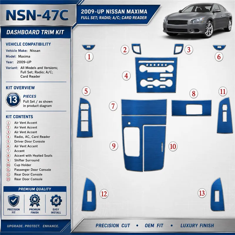 Nissan Maxima 2009-heute 3D Cockpit Dekor Interieurleisten Set Full Set / as shown in product diagram-teilig