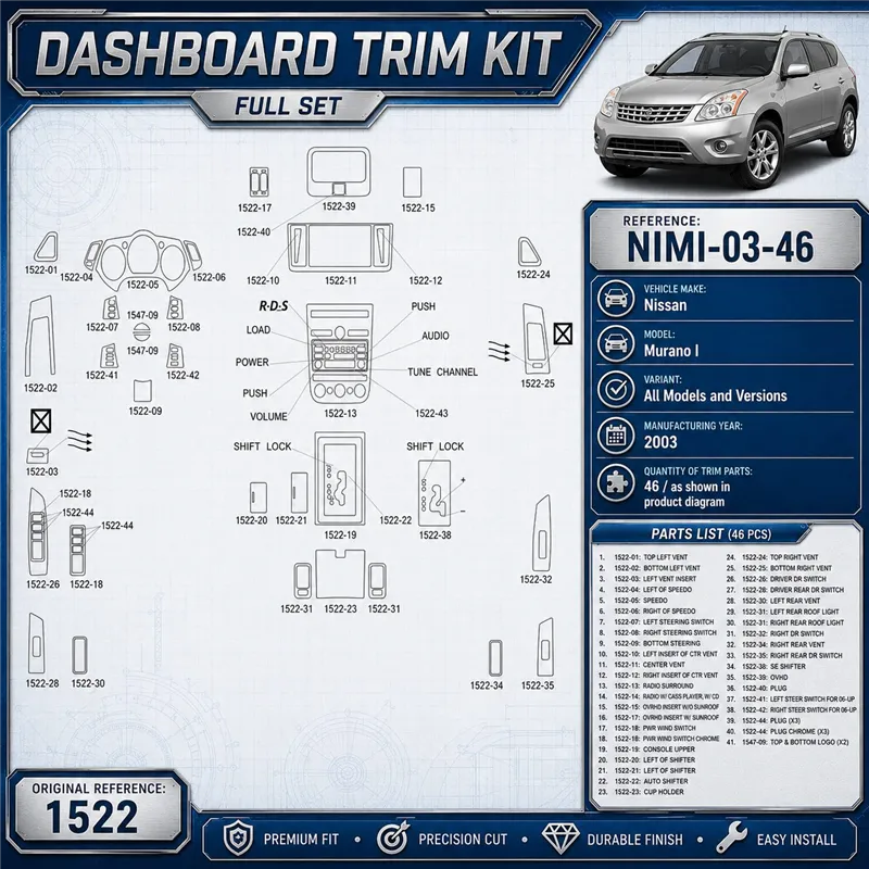 Nissan Murano I 2003 3D Cockpit Dekor Interieurleisten Set 46-teilig