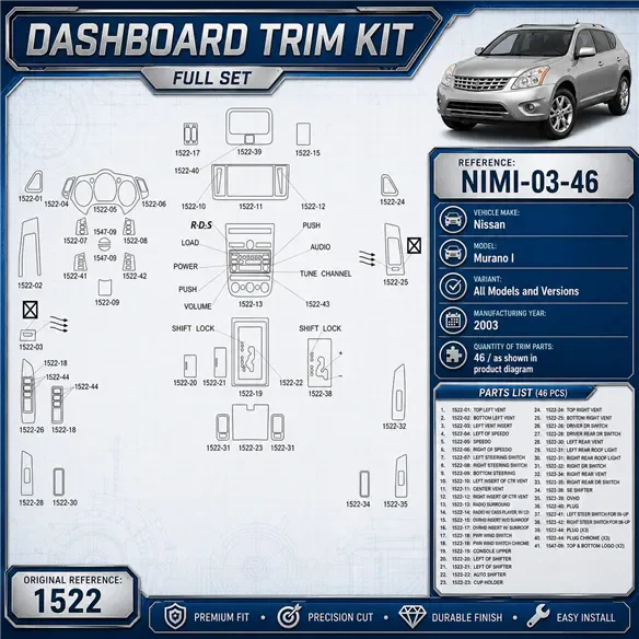 Nissan Murano I 2003 3D Cockpit Dekor Interieurleisten Set 46-teilig