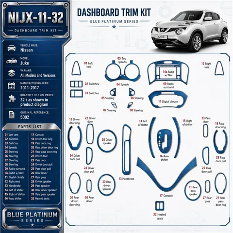 Nissan Juke 2011-2017 3D Cockpit Dekor Interieurleisten Set 32-teilig