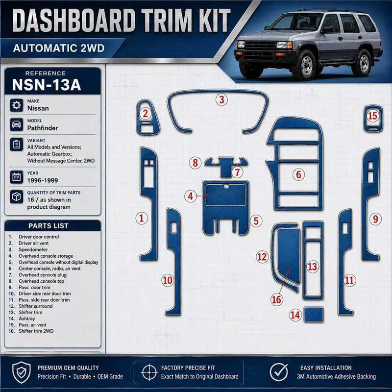 Nissan Pathfinder 1996-1999 3D Cockpit Dekor Interieurleisten Set 16-teilig