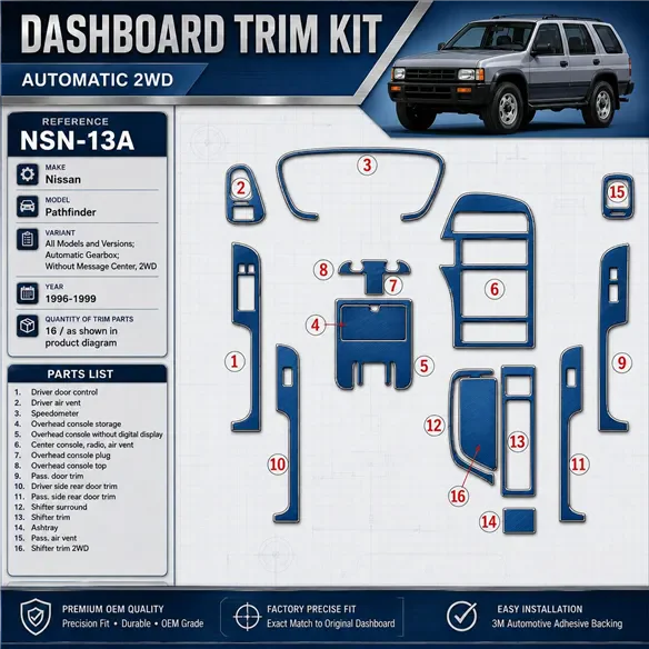 Nissan Pathfinder 1996-1999 3D Cockpit Dekor Interieurleisten Set 16-teilig