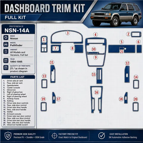 Nissan Pathfinder 1994-1995 3D Cockpit Dekor Interieurleisten Set 21-teilig