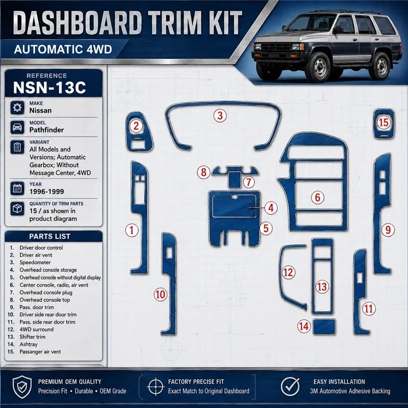 Nissan Pathfinder 1996-1999 3D Cockpit Dekor Interieurleisten Set 15-teilig