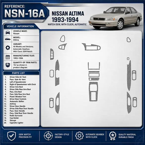 Nissan Altima 1993-1994 3D Cockpit Dekor Interieurleisten Set 19-teilig