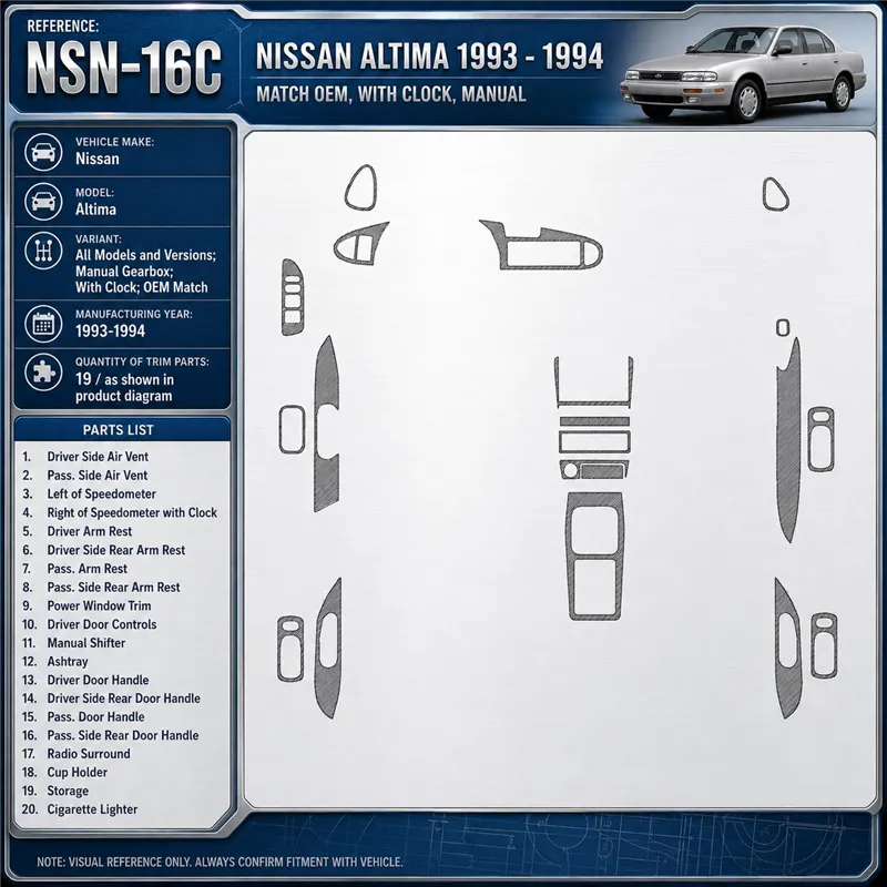 Nissan Altima 1993-1994 3D Cockpit Dekor Interieurleisten Set 19-teilig