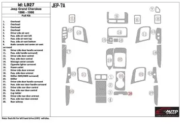 Jeep Grand Cherokee 1996-1998 Voll Satz, 27 Parts set BD innenausstattung armaturendekor cockpit dekor