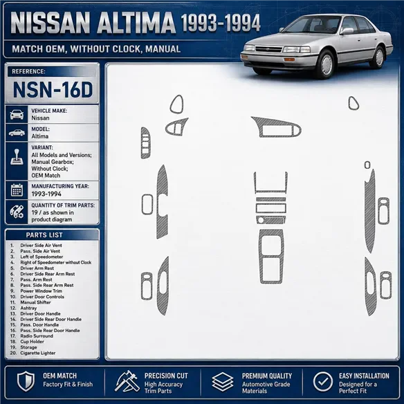Nissan Altima 1993-1994 3D Cockpit Dekor Interieurleisten Set 19-teilig