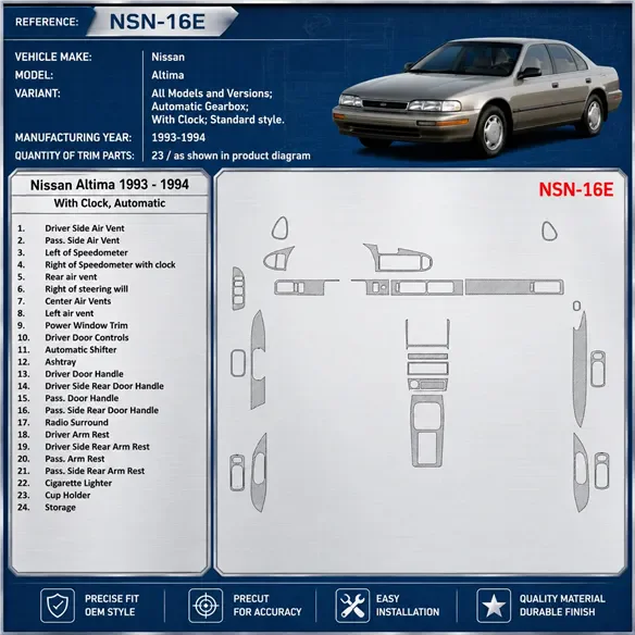 Nissan Altima 1993-1993 3D Cockpit Dekor Interieurleisten Set 23-teilig