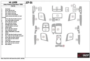 Jeep Grand Cherokee 1998-1998 Voll Satz, 28 Parts set BD innenausstattung armaturendekor cockpit dekor