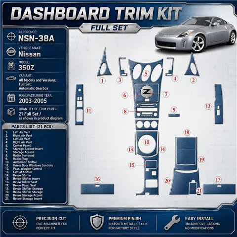 Nissan Z350 2003-2005 3D Cockpit Dekor Interieurleisten Set Full Set / as shown in product diagram-teilig